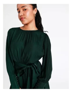 Recycled Blend Satin Mini Dress In Dark Green -Women Summer Clothing Store 968401540 4 720x928