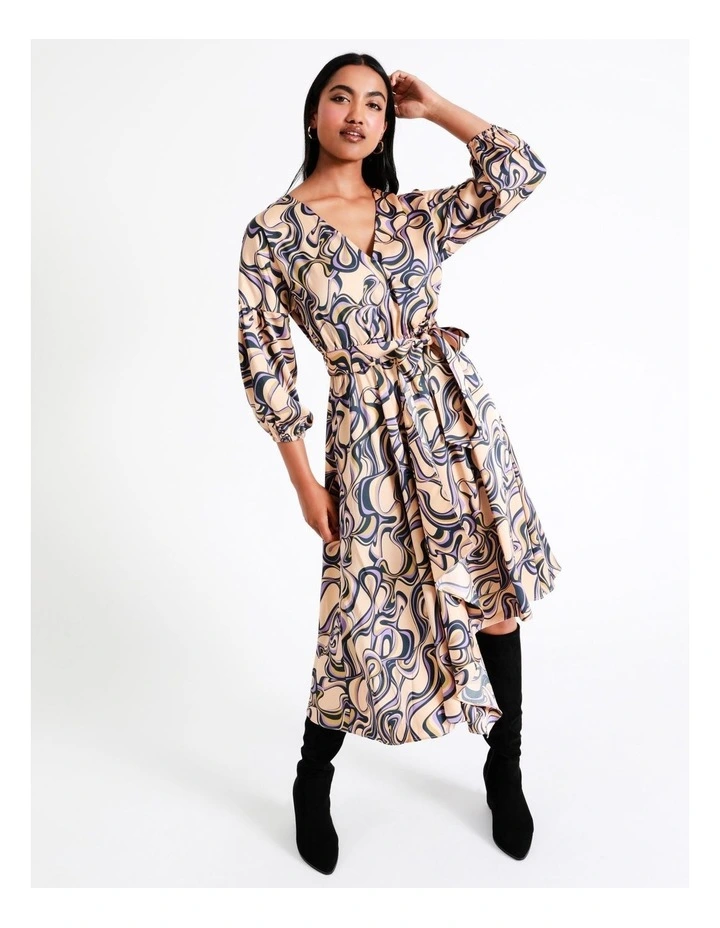 Basque Recycled Satin Staggered Hem Midi Dress In Assorted 4 Basque Recycled Satin Staggered Hem Midi Dress In Assorted - Image 2