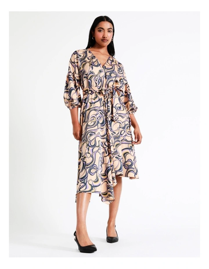 Basque Recycled Satin Staggered Hem Midi Dress In Assorted 5 Basque Recycled Satin Staggered Hem Midi Dress In Assorted - Image 3