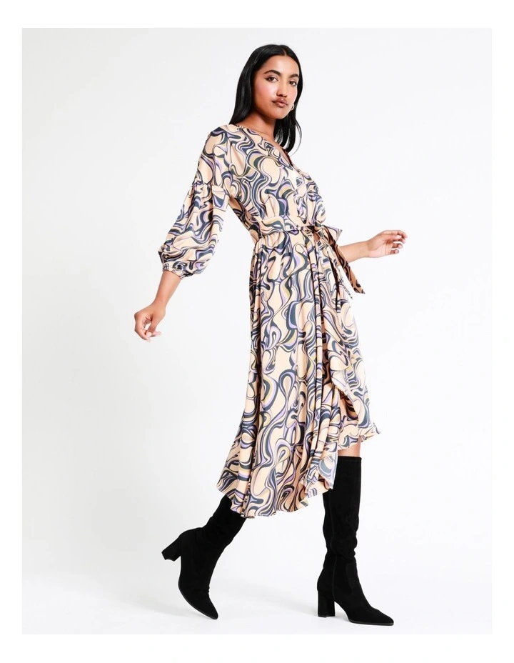 Basque Recycled Satin Staggered Hem Midi Dress In Assorted 7 Basque Recycled Satin Staggered Hem Midi Dress In Assorted - Image 5