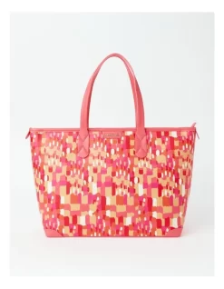 Tenerife Top Handle Tote Bag In Pink Print