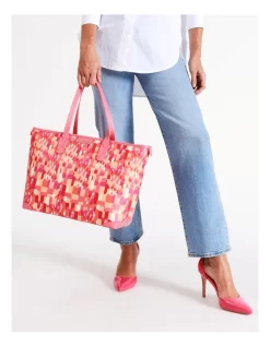 Tenerife Top Handle Tote Bag In Pink Print -Women Summer Clothing Store 969378220 4 720x928