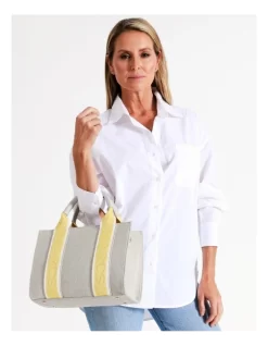 Barbados Top Handle Tote Bag In Natural/Yellow -Women Summer Clothing Store 969378310 4 720x928