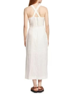 Oxford Carrie Linen Midi Dress In White -Women Summer Clothing Store 970440940 2 720x928