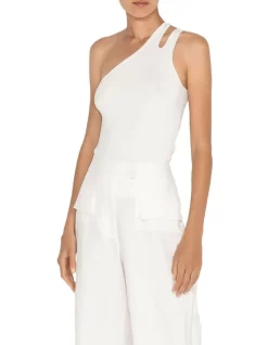 One Shoulder Cut Out Knit In White -Women Summer Clothing Store 970903810 3 720x928