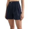 French Connection Linen Pleat Front Short In Navy -Women Summer Clothing Store 974770030 974766880 1 720x928