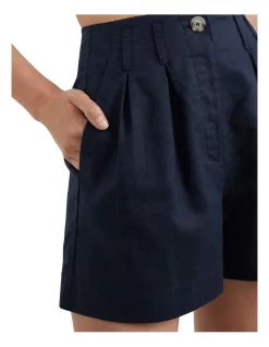 French Connection Linen Pleat Front Short In Navy 9 French Connection Linen Pleat Front Short In Navy -Women Summer Clothing Store 974770030 974766880 4 720x928