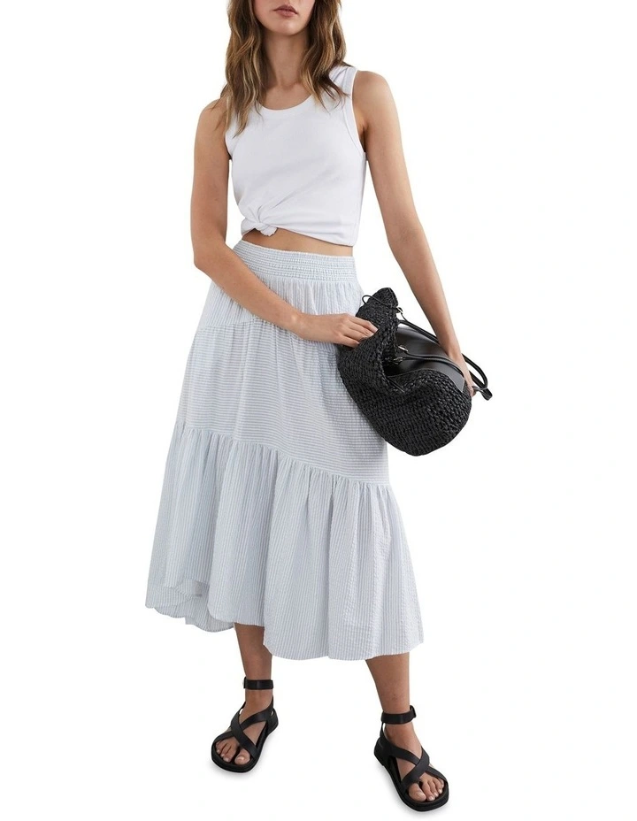 French Connection Stripe Seersucker Midi Skirt 4 French Connection Stripe Seersucker Midi Skirt - Image 2