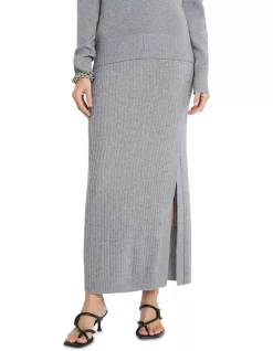 Moda Cashmere Knit Skirt In Grey
