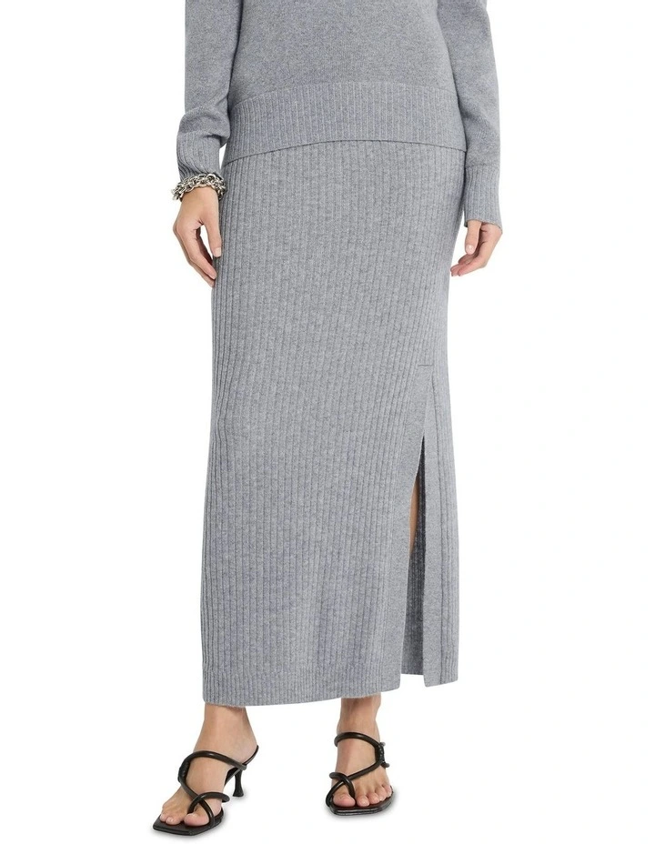 Moda Cashmere Knit Skirt In Grey 3 Moda Cashmere Knit Skirt In Grey