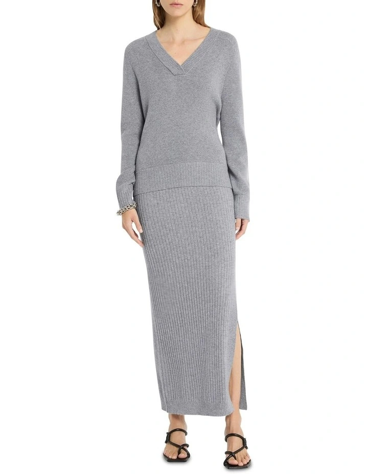 Moda Cashmere Knit Skirt In Grey 5 Moda Cashmere Knit Skirt In Grey - Image 3