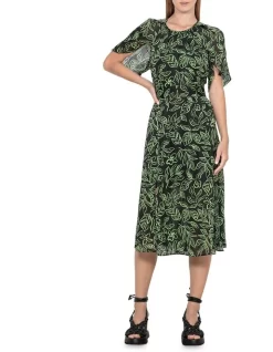 Linear Matisse Midi Dress In Green/Black