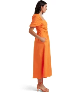 Forever New Dream Ruched Bodice Midi Dress In Orange -Women Summer Clothing Store 976646350 976706920 3 720x928