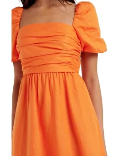 Forever New Dream Ruched Bodice Midi Dress In Orange -Women Summer Clothing Store 976646350 976706920 4 720x928