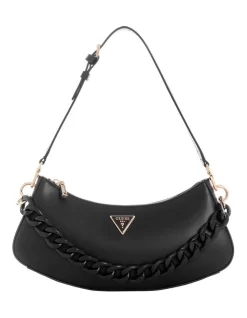 Guess Corina Zip Top Shoulder Bag In Black