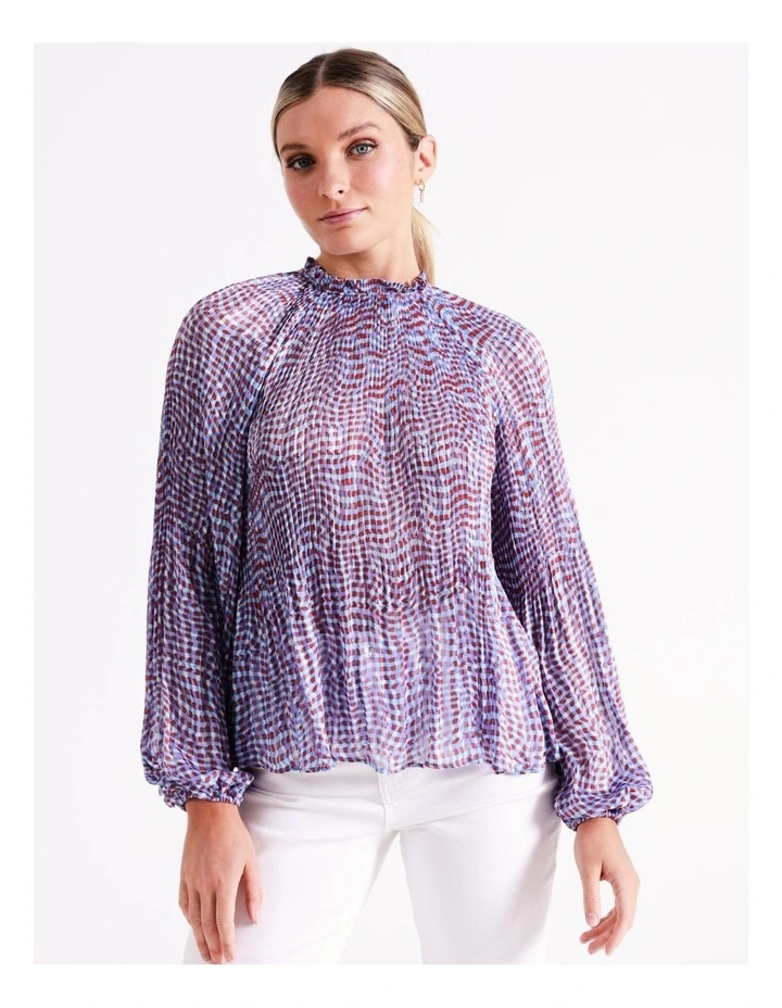 Recycled Blend High Neck Raglan Blouse In Assorted 3 Recycled Blend High Neck Raglan Blouse In Assorted