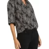 Lenora Puff Sleeve Blouse In Black Multi