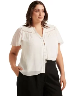 Sevyn Flutter Spliced Blouse In White -Women Summer Clothing Store 977775670 977778100 3 720x928