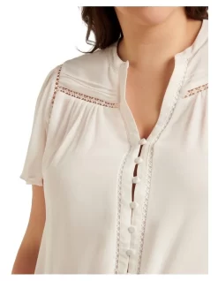 Sevyn Flutter Spliced Blouse In White -Women Summer Clothing Store 977775670 977778100 4 720x928