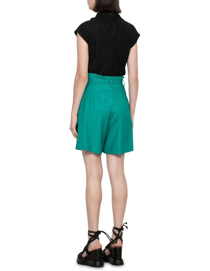 Smooth Stretch Paper Bag Short In Green 4 Smooth Stretch Paper Bag Short In Green - Image 2