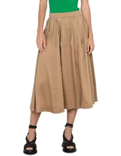 Hemp Nylon Midi Skirt In Brown -Women Summer Clothing Store 978315580 3 720x928
