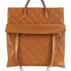 Lost Lovers Quilted Leather Tote In Camel
