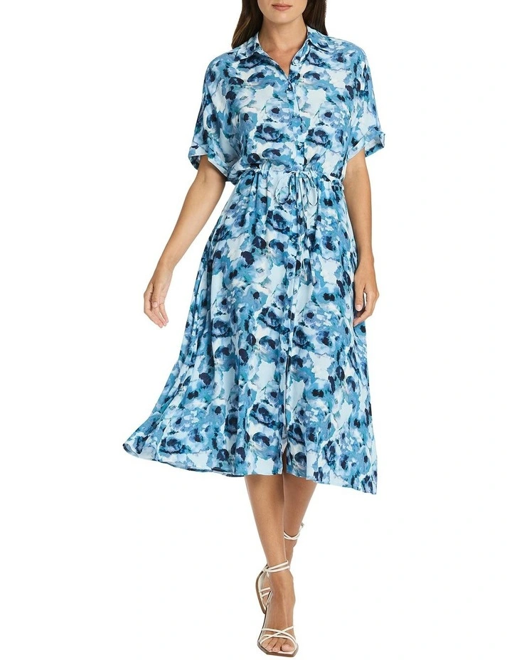 Reyne Button Front Dress In Blue 3 Reyne Button Front Dress In Blue