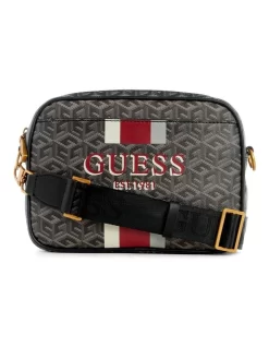 Guess Vikky Logo Crossbody Bag In Grey