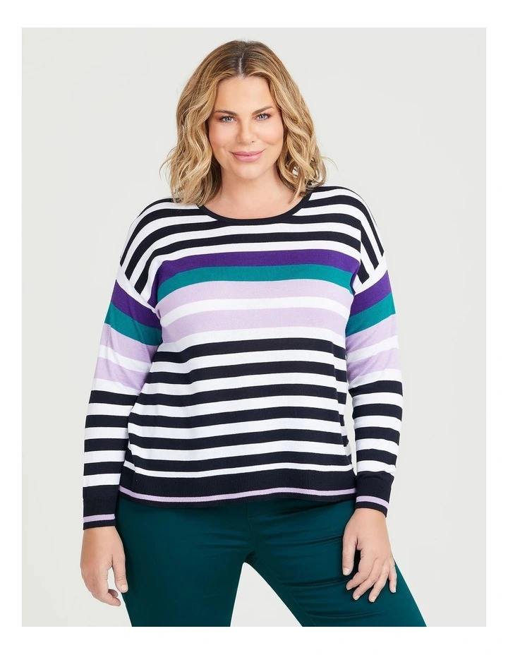 Natural Multi Stripe Jumper In Blue Multi 3 Natural Multi Stripe Jumper In Blue Multi