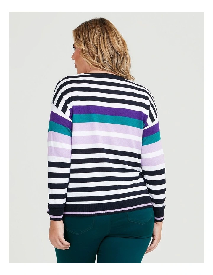 Natural Multi Stripe Jumper In Blue Multi 4 Natural Multi Stripe Jumper In Blue Multi - Image 2