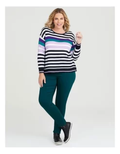 Natural Multi Stripe Jumper In Blue Multi 7 Natural Multi Stripe Jumper In Blue Multi -Women Summer Clothing Store 980553430 3 720x928