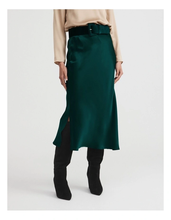 Silk Slip Skirt In Petrol Green 3 Silk Slip Skirt In Petrol Green