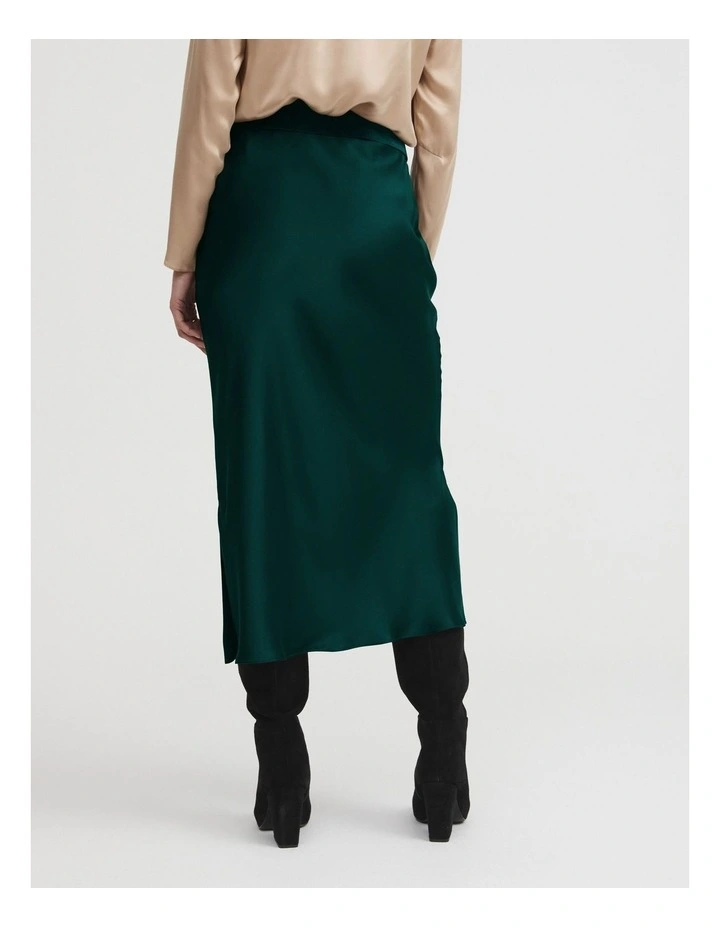Silk Slip Skirt In Petrol Green 4 Silk Slip Skirt In Petrol Green - Image 2