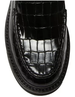 Abbott Flat Croc Print Leather Shoes In Black -Women Summer Clothing Store 982716220 7 720x928