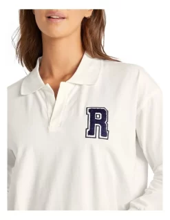 Ivy League Rugby Long Sleeve Top In Chalk -Women Summer Clothing Store 983670130 4 720x928