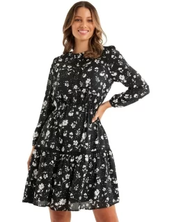 Just A Crush Dress In Black Multi