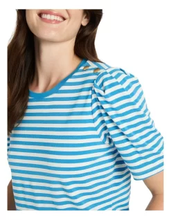 Cassie Stripe Tee In Cream