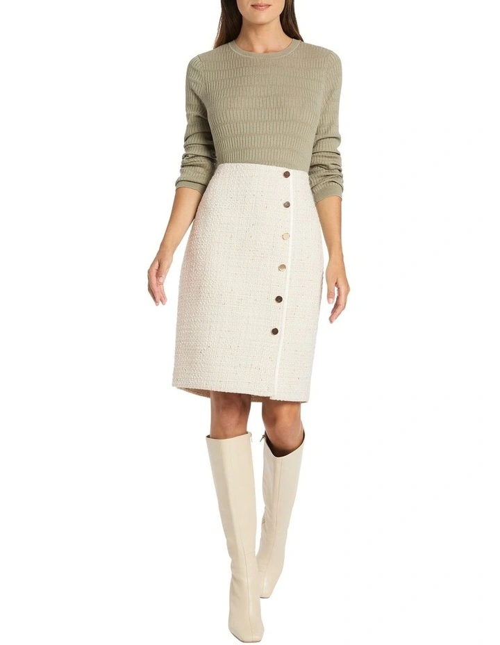 Clevance Boucle Pencil Skirt In Ivory 4 Clevance Boucle Pencil Skirt In Ivory - Image 2