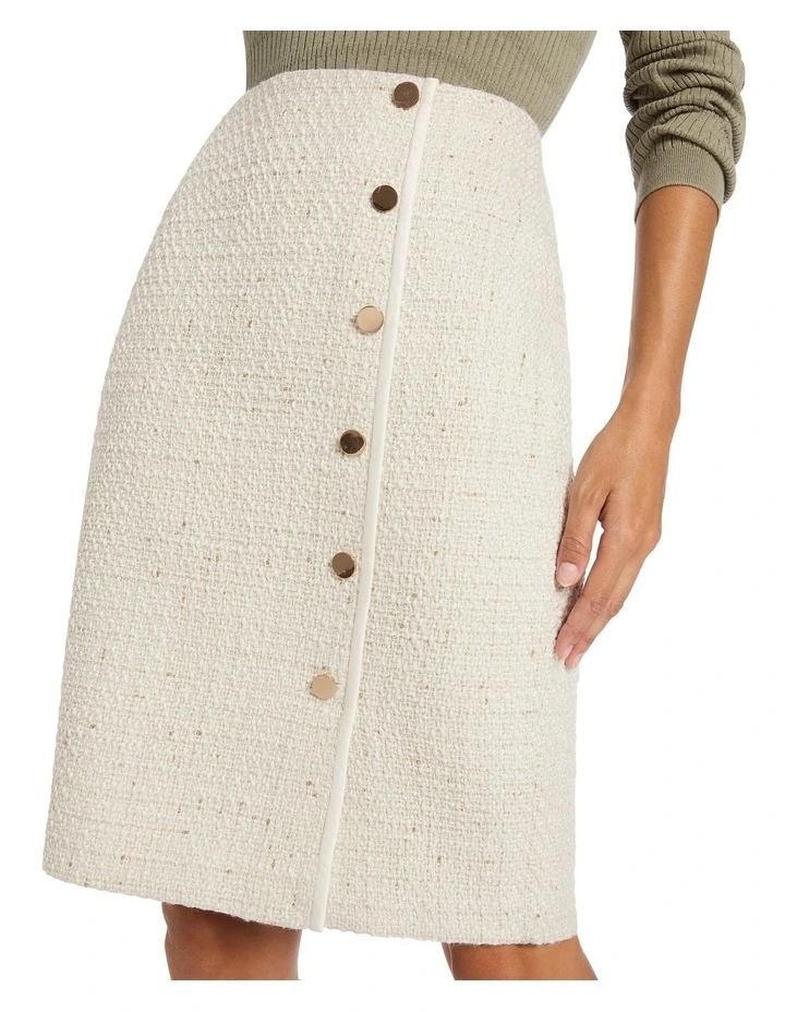 Clevance Boucle Pencil Skirt In Ivory 5 Clevance Boucle Pencil Skirt In Ivory - Image 3