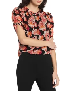 Flower Rangers Top In Black Multi