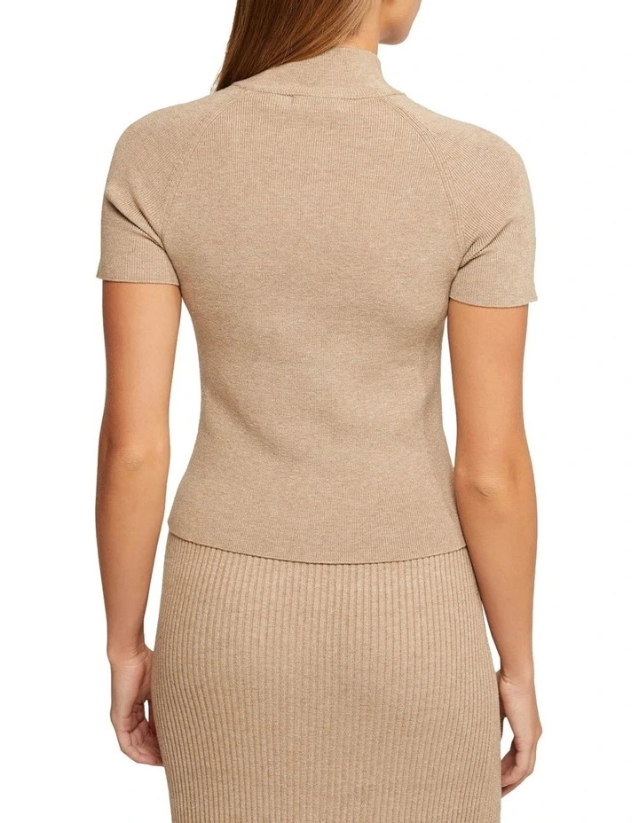 Oxford Dawn Knitted Short Sleeve Top In Beige 5 Oxford Dawn Knitted Short Sleeve Top In Beige - Image 3