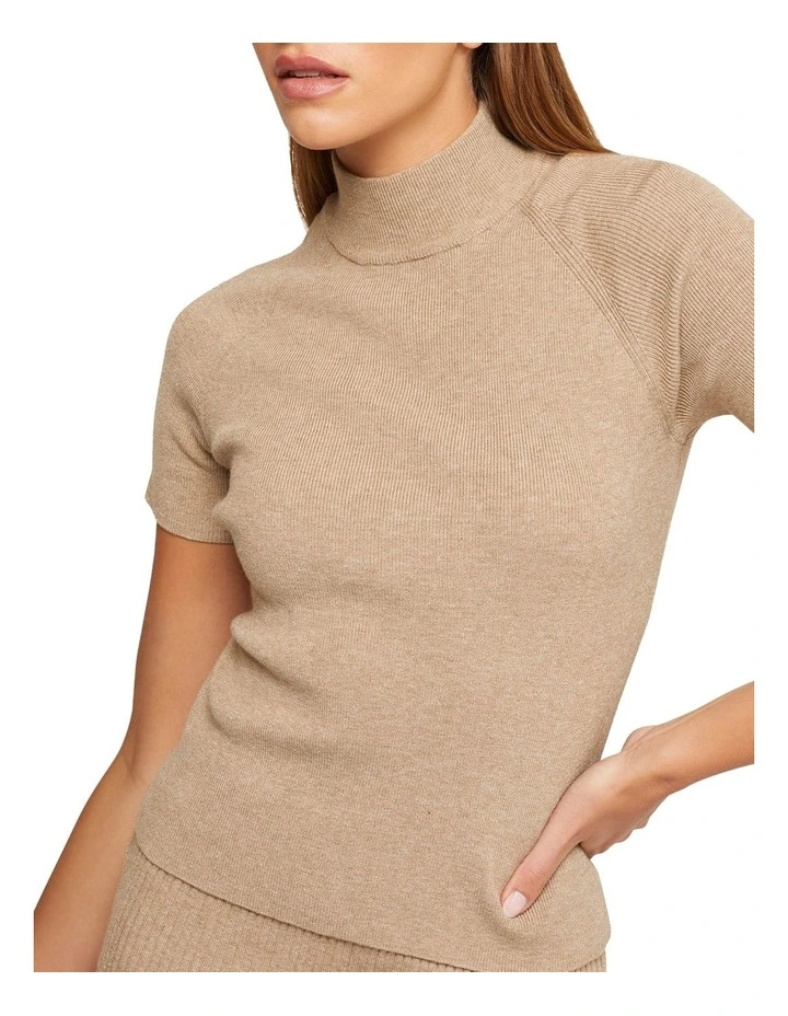 Oxford Dawn Knitted Short Sleeve Top In Beige 6 Oxford Dawn Knitted Short Sleeve Top In Beige - Image 4
