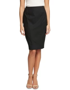 Oxford Monroe Wool Stretch Suit Skirt In Black