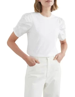 French Connection Spliced Rouched Sleeve Top