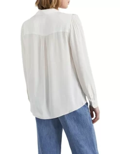 French Connection Ruffle Button Through Shirt In Cream -Women Summer Clothing Store 986363290 3 720x928