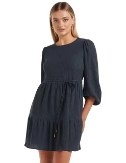 Forever New Marisa Textured Mini Dress In Navy