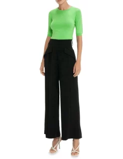 Elbow Sleeve Round Neck Knit In Green