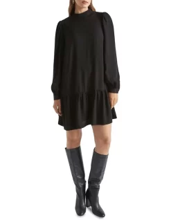 Textured Mini Dress In Black