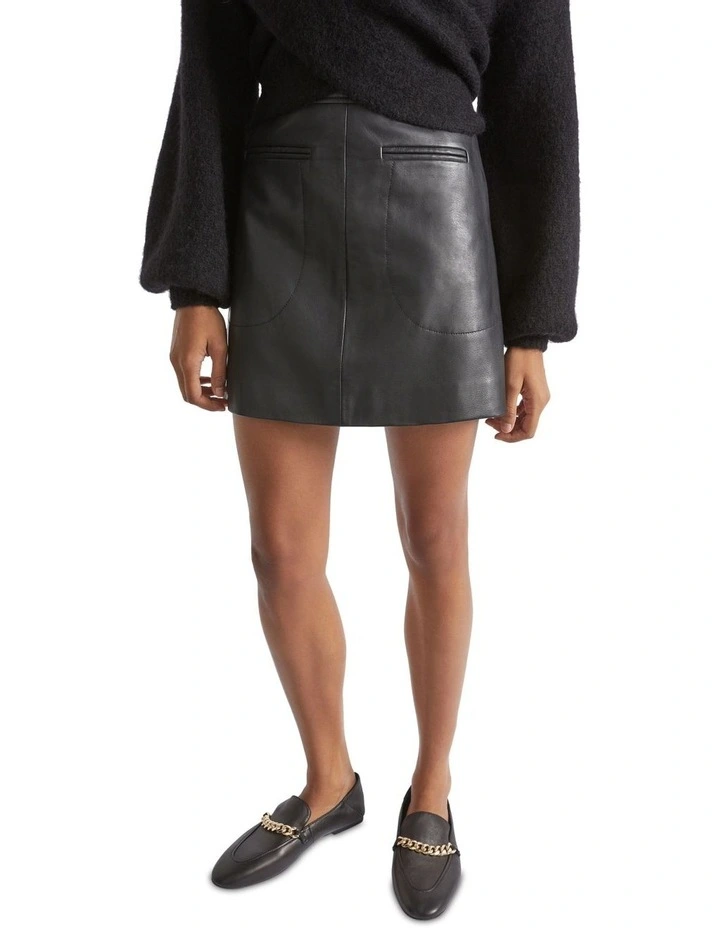 Leather A Line Mini Skirt In Black 3 Leather A Line Mini Skirt In Black