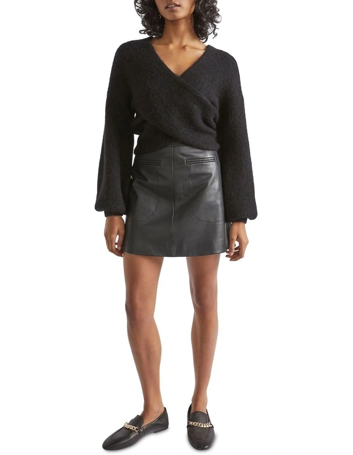 Leather A Line Mini Skirt In Black 4 Leather A Line Mini Skirt In Black - Image 2